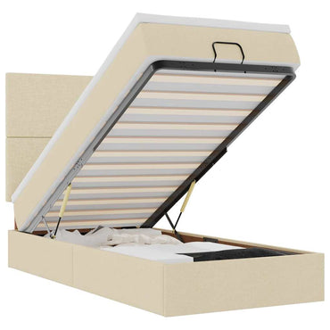 vidaXL Ottoman-Bett mit Matratze & LEDs Creme 80x200 cm Stoff