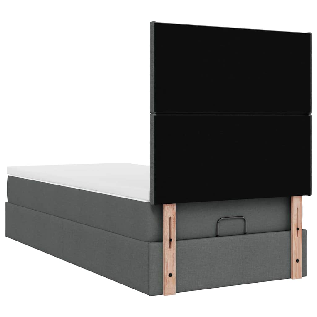 vidaXL Ottoman-Bett mit Matratze & LEDs Dunkelgrau 90x190 cm Stoff