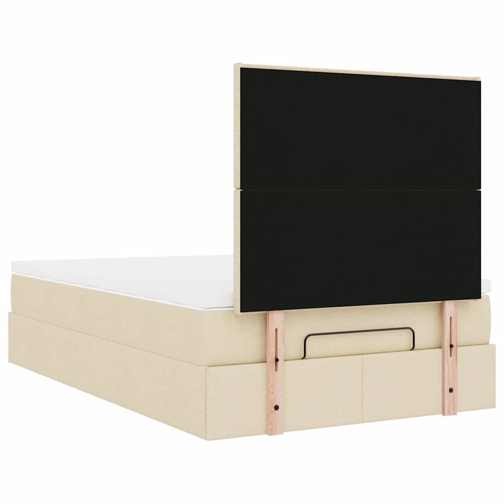 vidaXL Ottoman-Bett mit Matratze & LEDs Creme 120x190 cm Stoff