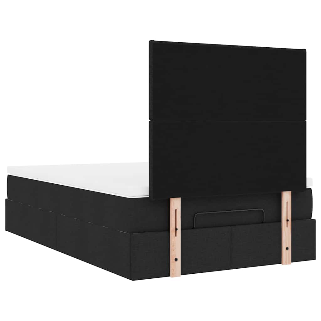 vidaXL Ottoman-Bett mit Matratze & LEDs Schwarz 120x200 cm Stoff