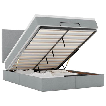 vidaXL Lit ottoman avec matelas et LED gris clair 140x200 cm Tissu