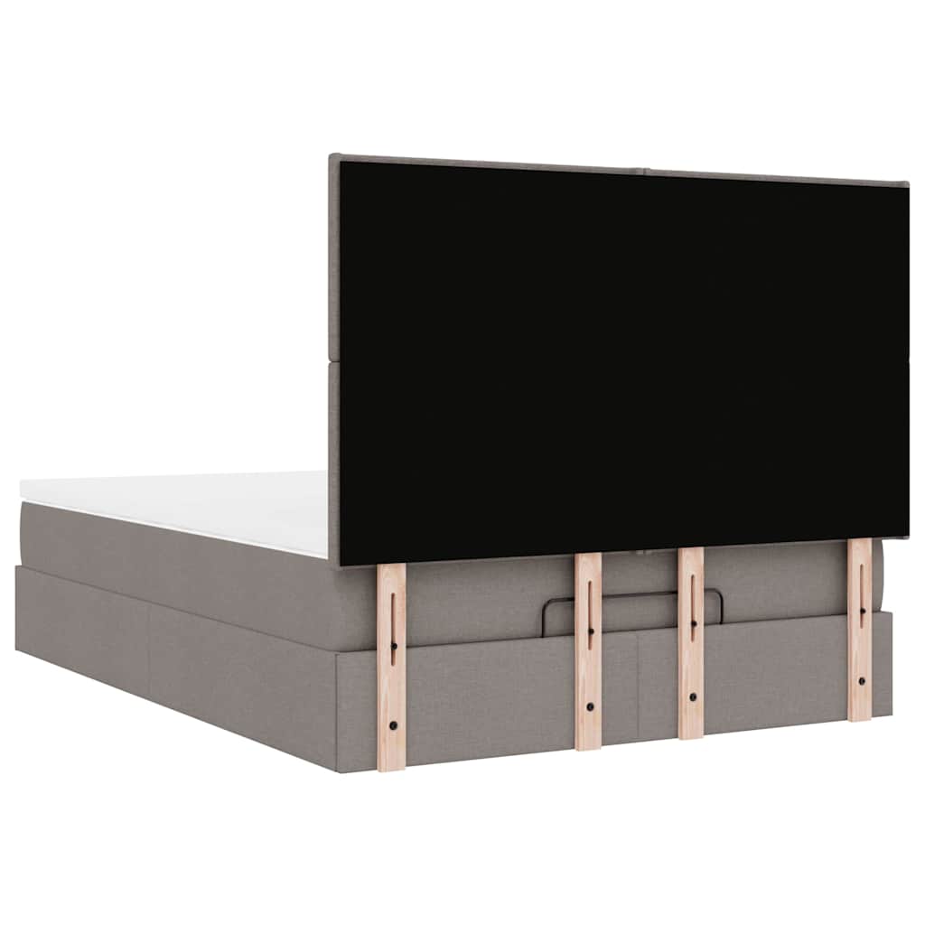 vidaXL Ottoman-Bett mit Matratze & LEDs Taupe 140x200 cm Stoff