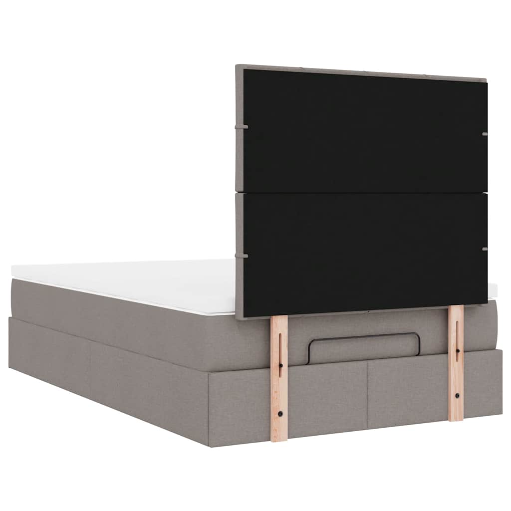vidaXL Ottoman-Bett mit Matratze & LEDs Taupe 120x190 cm Stoff