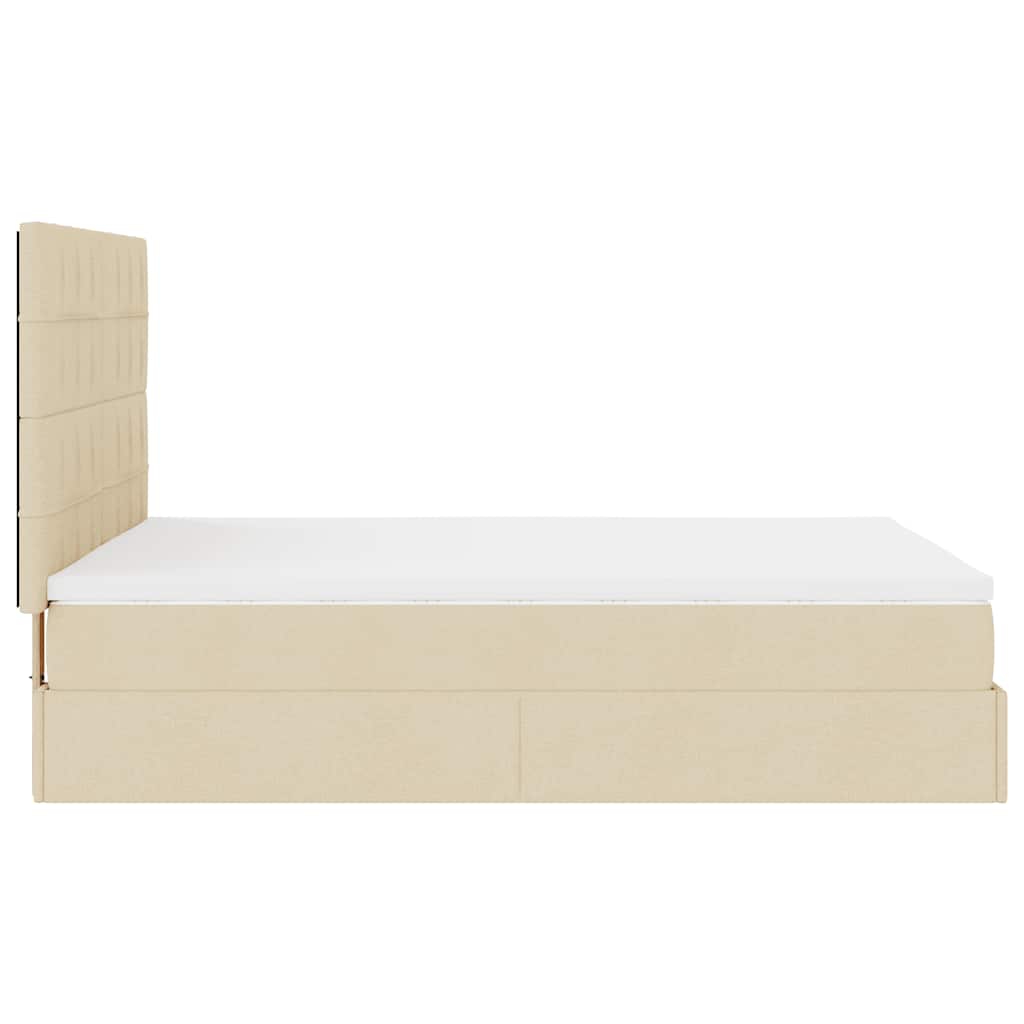 Ottoman-Bett mit Matratze & LEDs Creme 140x190 cm Stoff