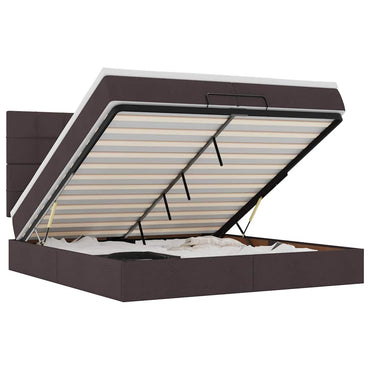 vidaXL Lit ottoman avec matelas et LED Marron foncé 200x200 cm Tissu