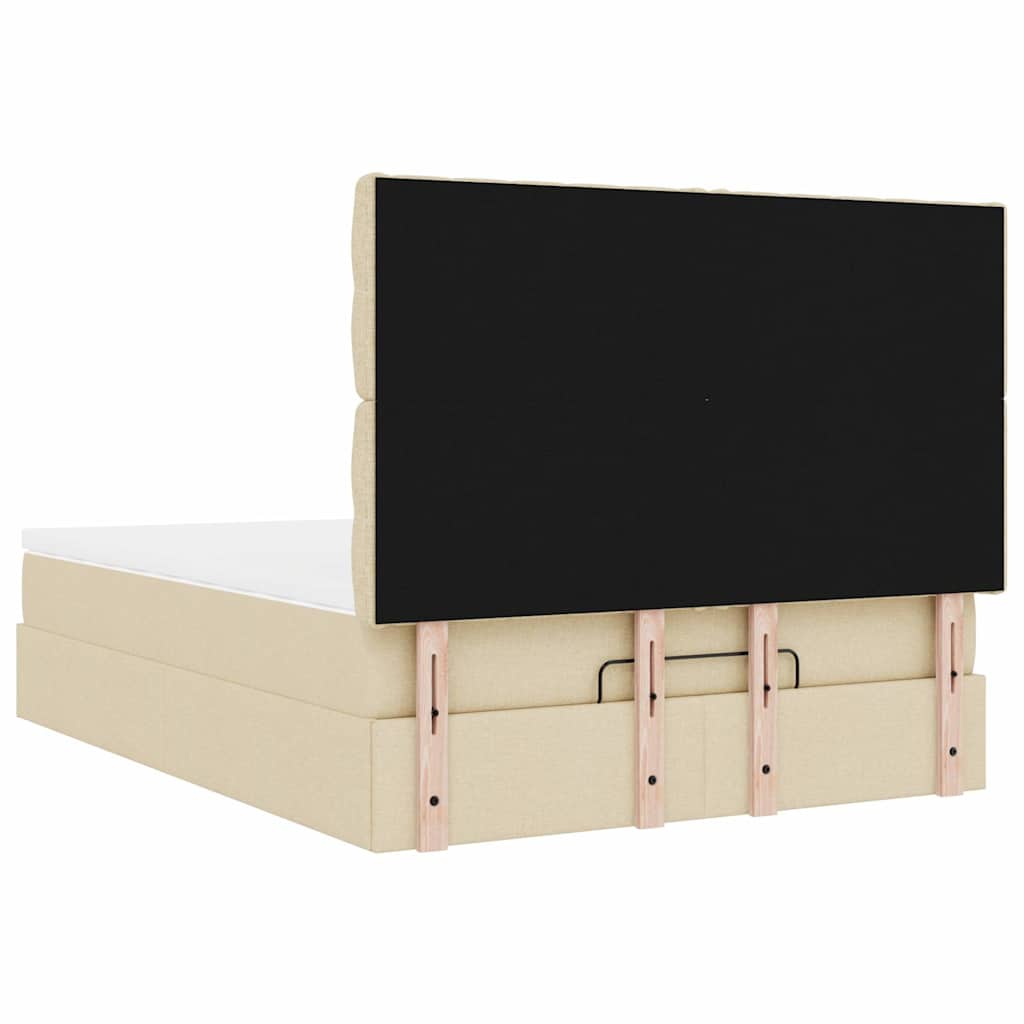 vidaXL Ottoman-Bett mit Matratze & LEDs Creme 140x200 cm Stoff