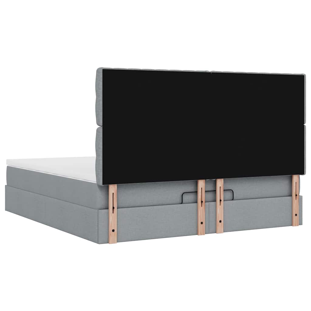 vidaXL Ottoman-Bett mit Matratze & LEDs Hellgrau 160x200 cm Stoff