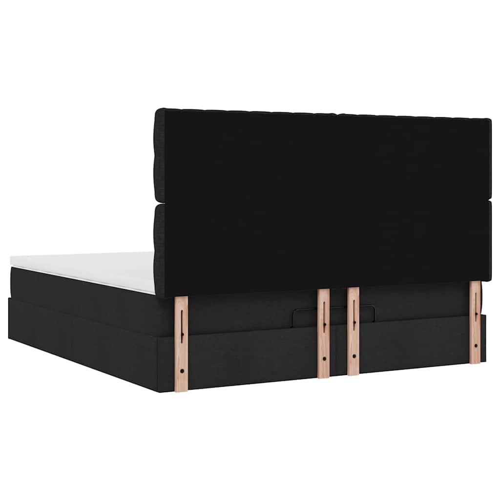 vidaXL Ottoman-Bett mit Matratze & LEDs Schwarz 180x200 cm Stoff