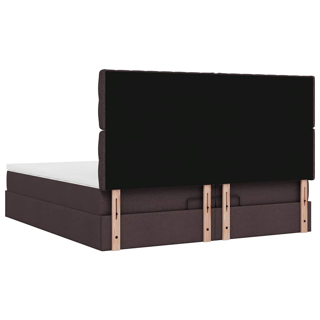 vidaXL Ottoman-Bett mit Matratzen & LEDs Dunkelbraun 200x200 cm Stoff