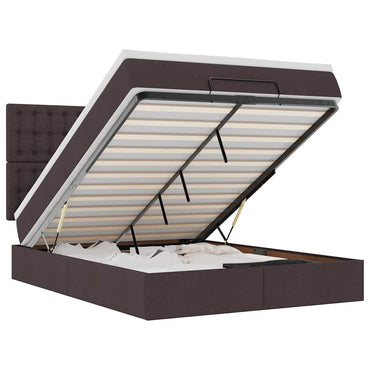 vidaXL Ottoman-Bett mit Matratze & LEDs Dunkelbraun 140x200 cm Stoff