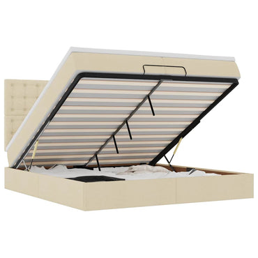 vidaXL Lit ottoman avec matelas et LED Crème 200x200 cm Tissu