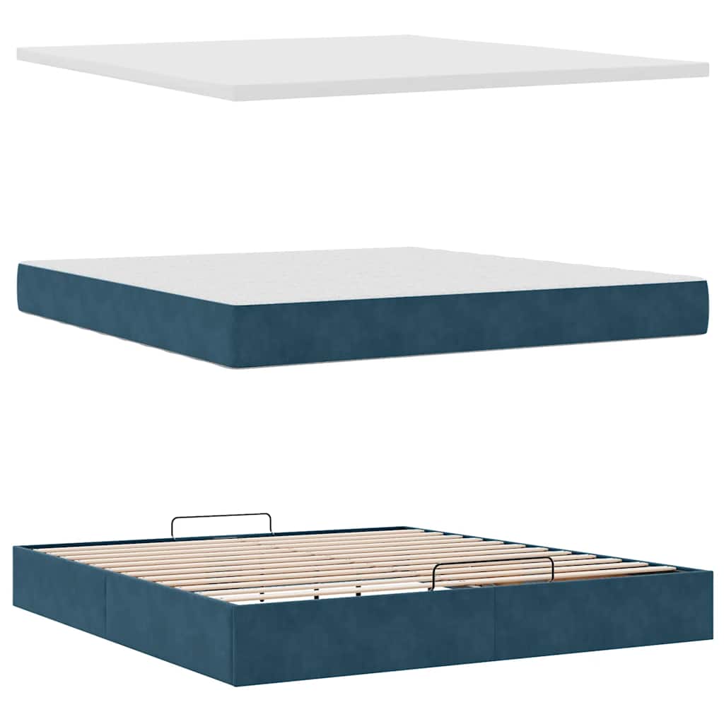 vidaXL Lit ottoman avec matelas et LED Bleu foncé 180x200 cm Velours