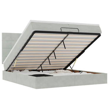 vidaXL Lit ottoman avec matelas et LED Gris clair 200x200 cm Velours