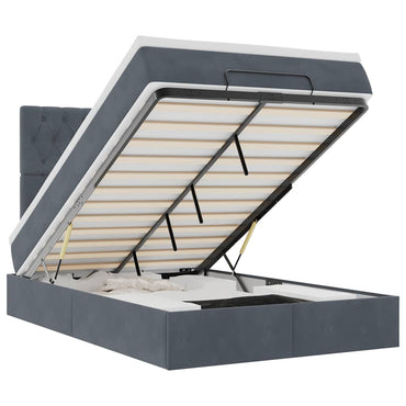 vidaXL Lit coffre avec matelas et LED gris foncé 120x190 cm velours