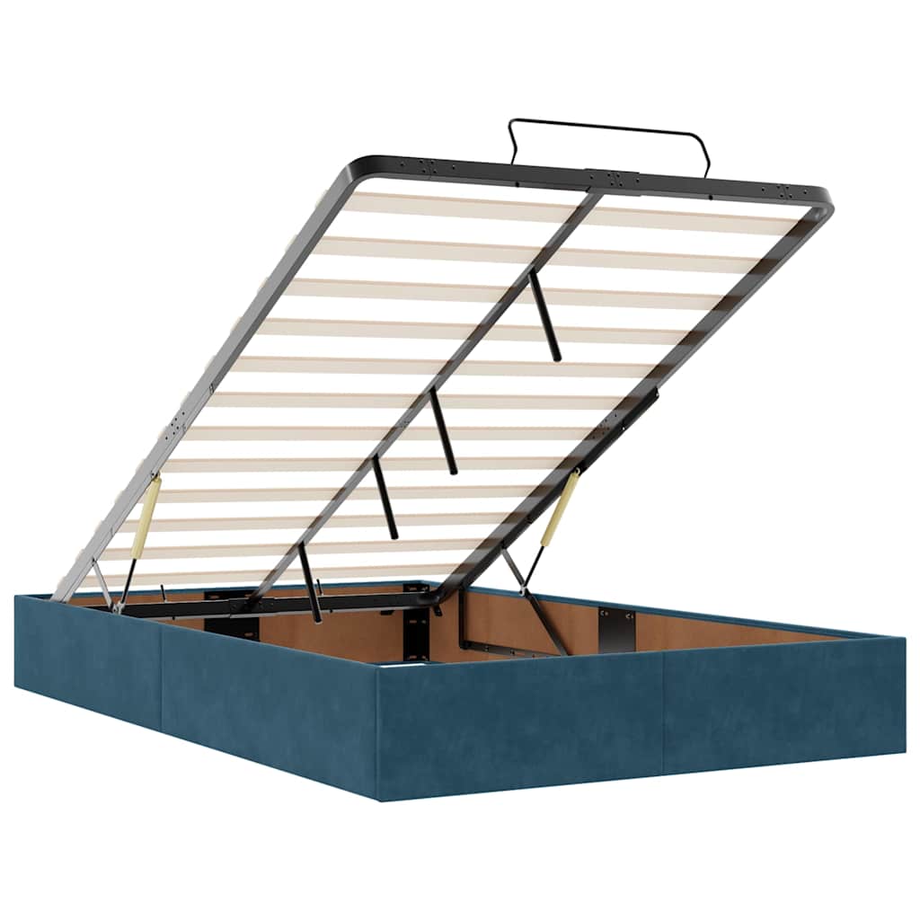 Ottoman-Bett mit Matratzen & LEDs Dunkelblau 120x190 cm Samt