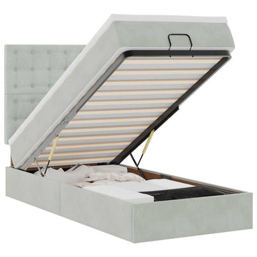 vidaXL Lit ottoman avec matelas et LED Gris clair 100x200 cm Velours