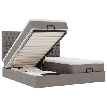 vidaXL Ottoman-Bett mit Matratzen & LEDs Taupe 180x200 cm Stoff