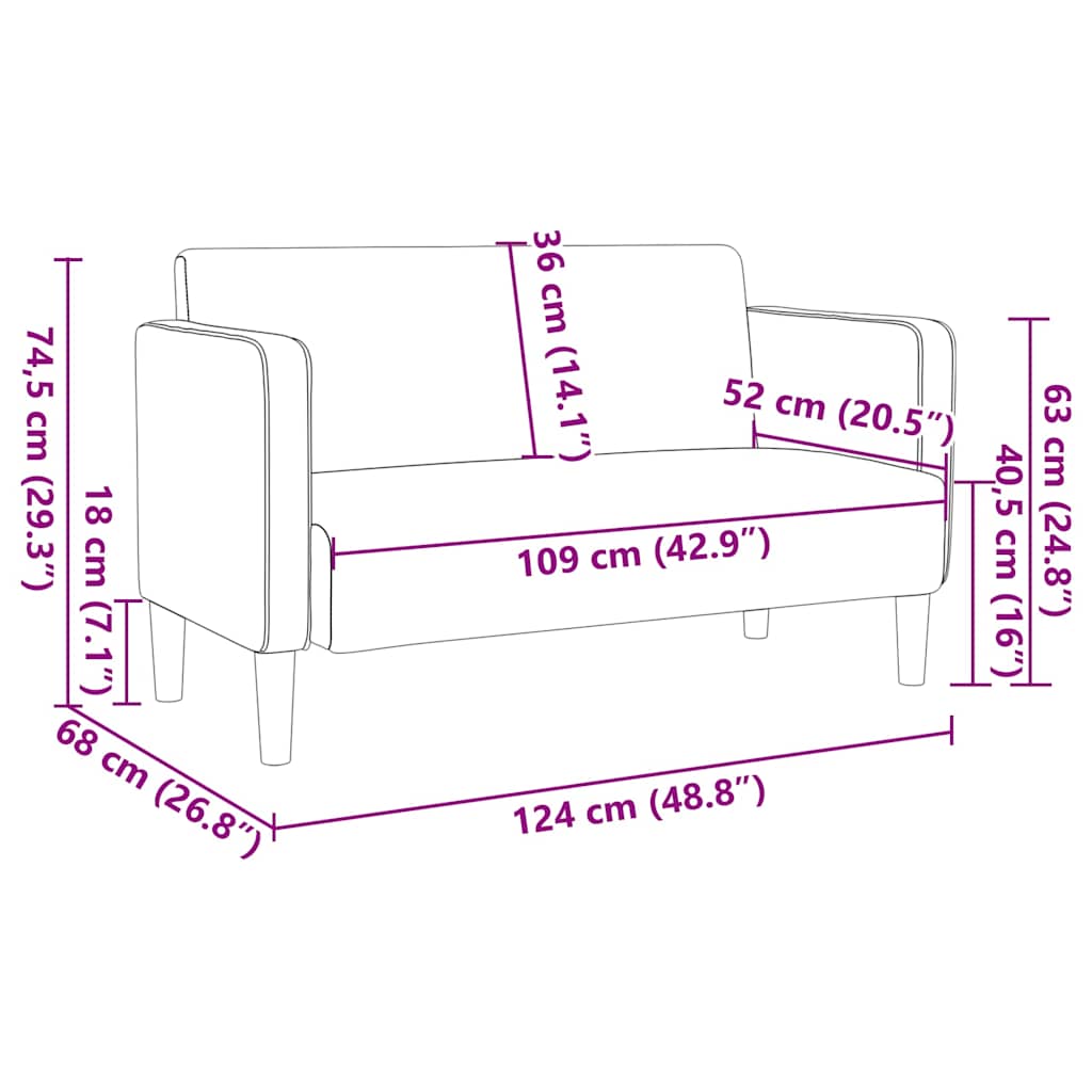 vidaXL Zweisitzer-Sofa Hellgrau 109 cm Cordstoff