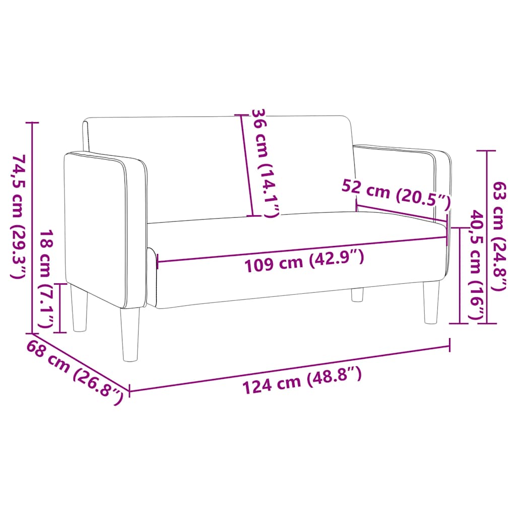 vidaXL Zweisitzer-Sofa Dunkelgrau 109 cm Cordstoff