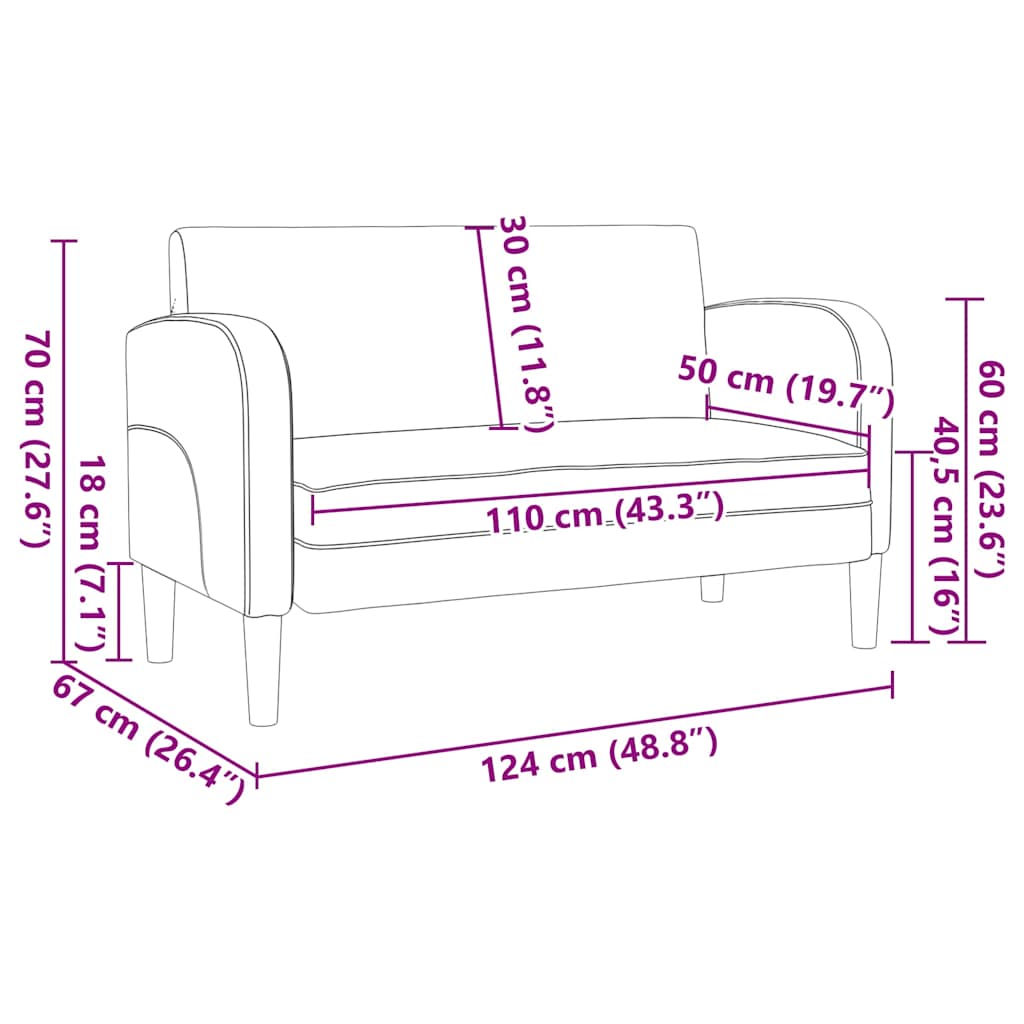 vidaXL Zweisitzer-Sofa Cappuccino-Braun 110 cm Kunstleder