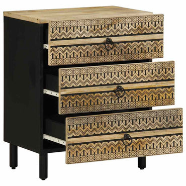 vidaXL Nachttisch Schwarz 50x33x62 cm Raues Mangoholz