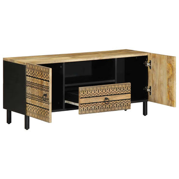 vidaXL TV-Schrank Schwarz 105x33,5x46 cm Raues Mangoholz