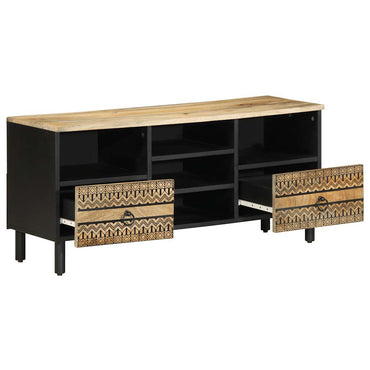 vidaXL TV-Schrank Schwarz 100x33,5x46 cm Raues Mangoholz