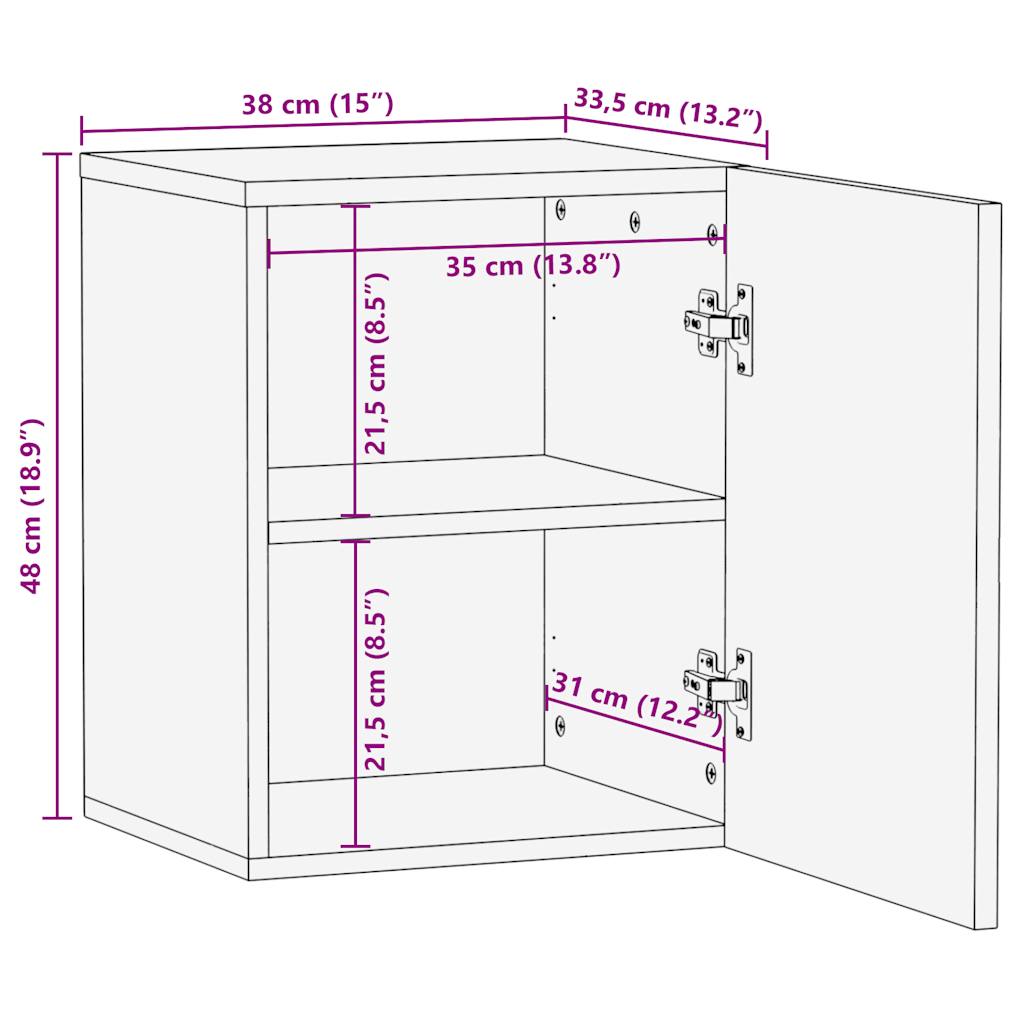 vidaXL Bad-Hängeschrank Schwarz 38x33,5x48 cm Massivholz Mango