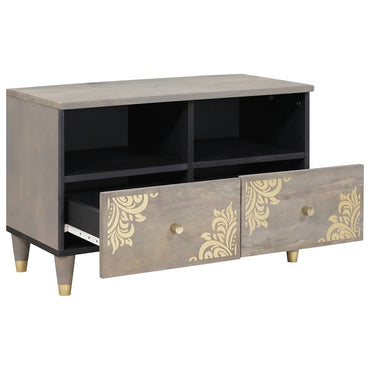 Meuble TV vidaXL avec tiroirs Bois de manguier massif Gris 70 x 33 x 46 cm