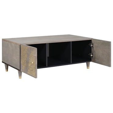 vidaXL Couchtisch Grau 100 x 54 x 40 cm Massivholz Mango