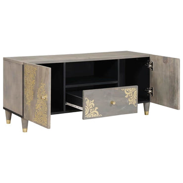 vidaXL TV-Schränk mit Regal Grau 105 x 33 x 46 cm Massivholz Mango