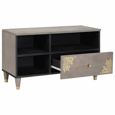 vidaXL TV-Schränk mit Schubladen Grau 80 x 33 x 46 cm Massivholz Mango