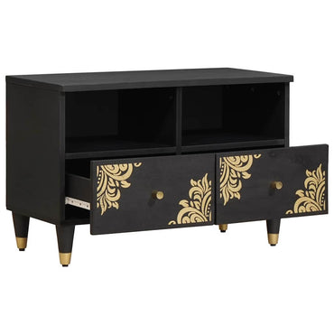 vidaXL TV-Schränk mit Regal Schwarz 70 x 33 x 46 cm Massivholz Mango