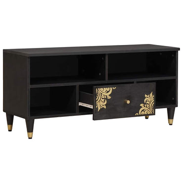 vidaXL TV-Schränk mit Regal Schwarz 100 x 33 x 46 cm Massivholz Mango