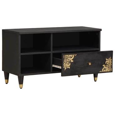 vidaXL TV-Schränk mit Regal Schwarz 80 x 33 x 46 cm Massivholz Mango