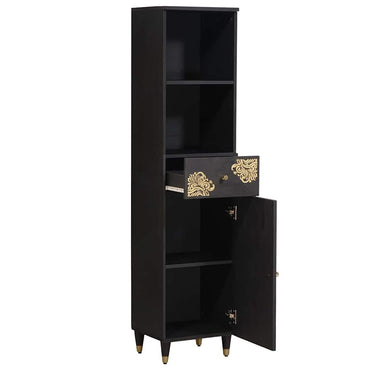 vidaXL Badezimmerschrank Schwarz 38 x 33 x 160 cm Massivholz Mango