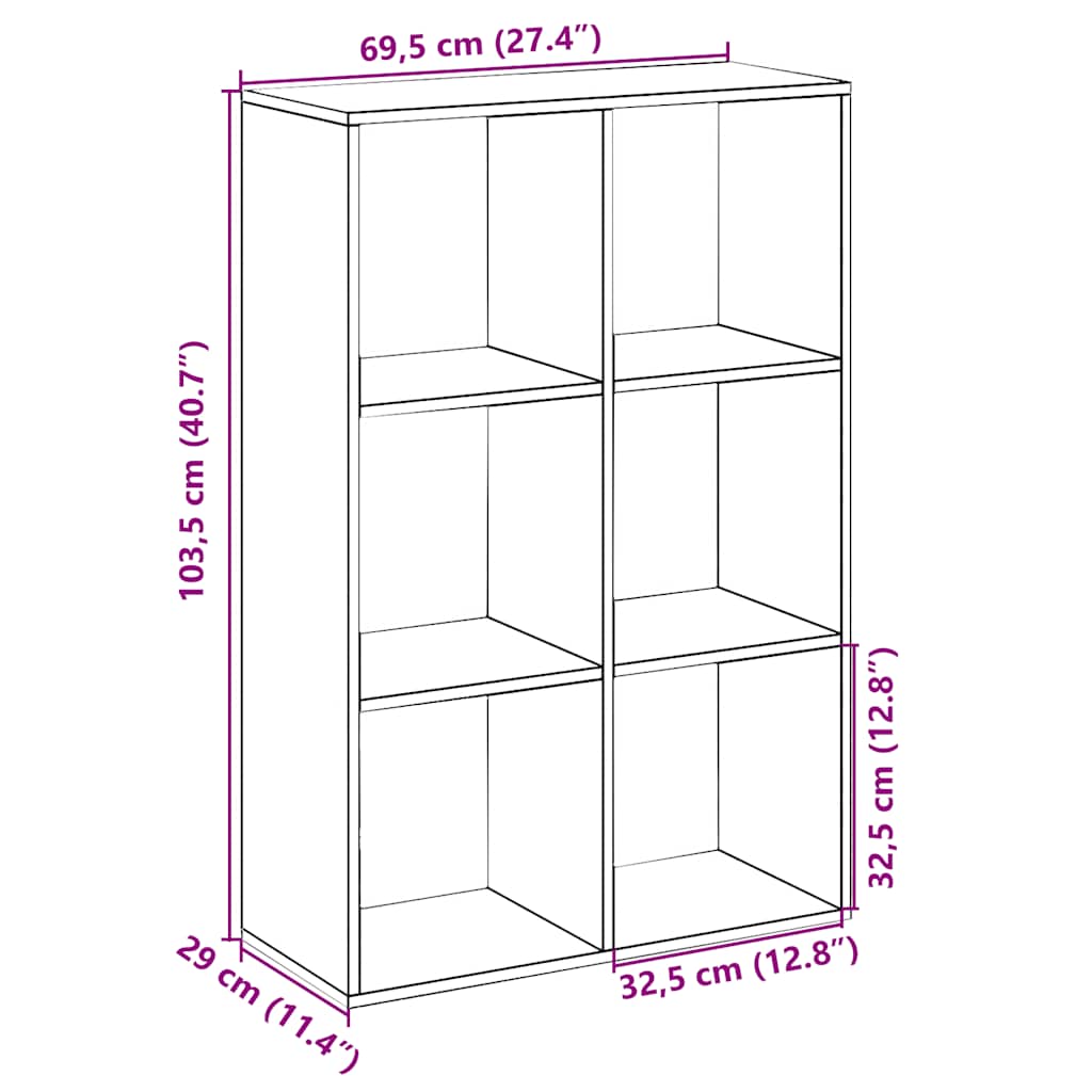 vidaXL Raumteiler-Bücherregal Artisan-Eiche 69,5x29x103,5 cm