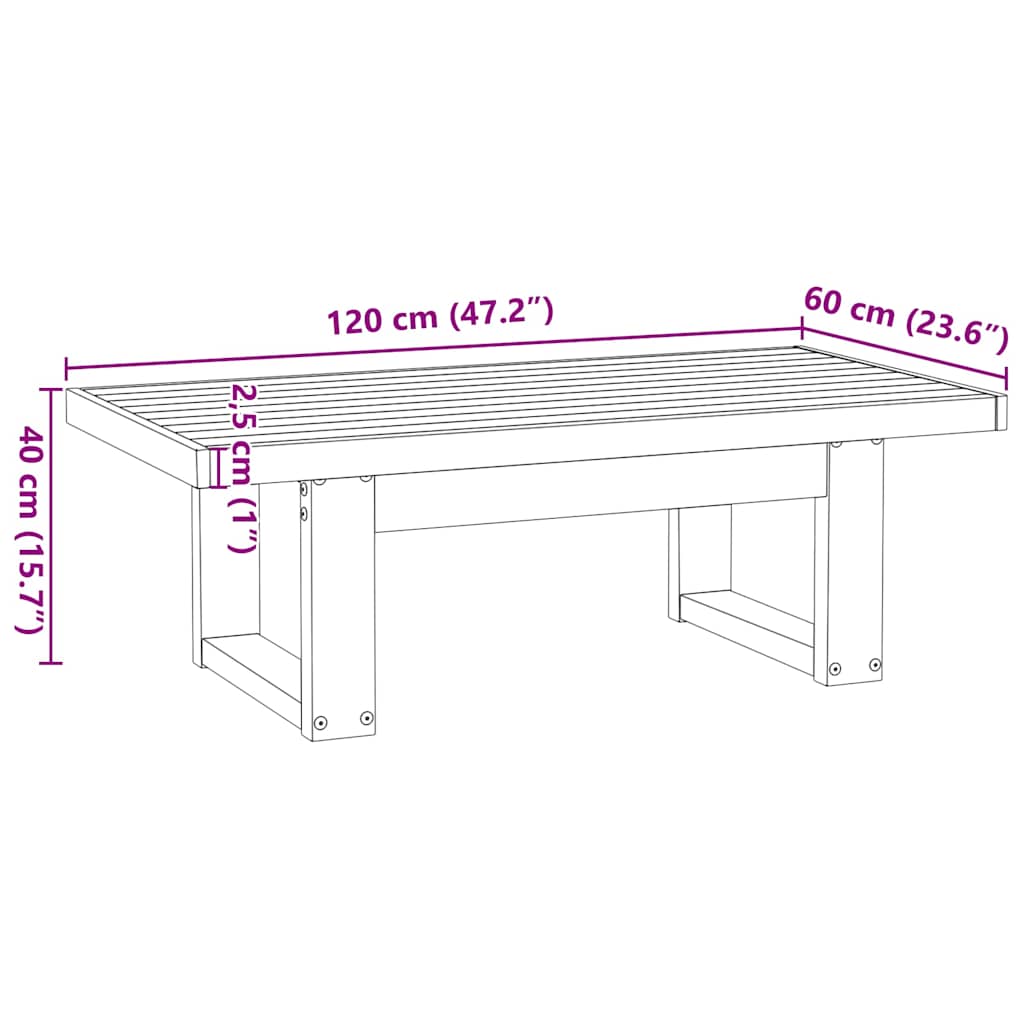 vidaXL Couchtisch NOAIN U-förmige Beine 120x60x40 cm Massivholz Kiefer