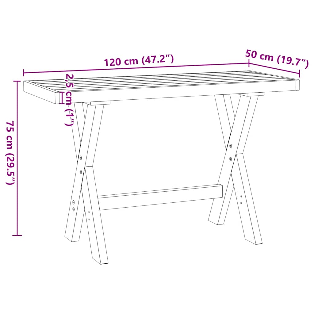vidaXL Schreibtisch NOAIN X-Form-Beine 120x50x75 cm Massivholz Kiefer