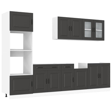 vidaXL 7-tlg. Küchenschrank-Set Kalmar Schwarz Holzwerkstoff