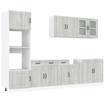 vidaXL 7-tlg. Küchenschrank-Set Kalmar Grau Sonoma Holzwerkstoff