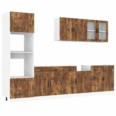 vidaXL 7-tlg. Küchenschrank-Set Kalmar Räuchereiche Holzwerkstoff