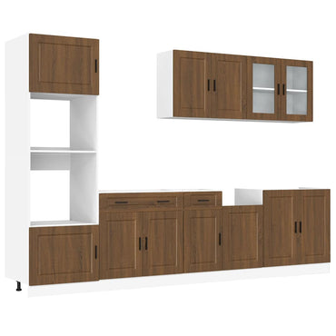 vidaXL 7-tlg. Küchenschrank-Set Porto Braun Eichen-Optik Holzwerkstoff