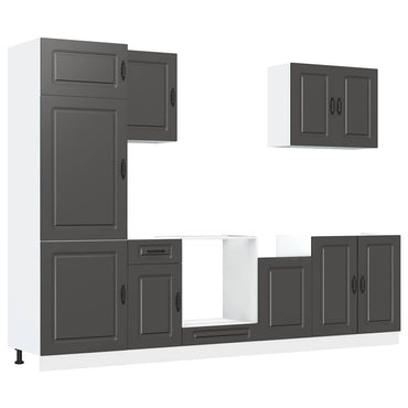 vidaXL 7-tlg. Küchenschrank-Set Kalmar Schwarz Holzwerkstoff