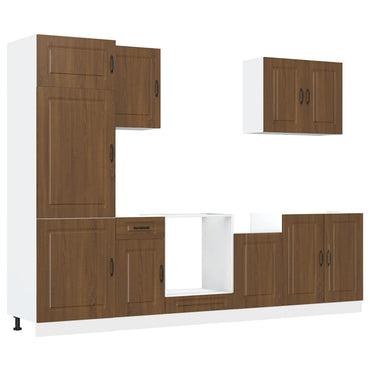 vidaXL Ensemble de 7 meubles de cuisine Kalmar, aspect chêne marron, bois d'ingénierie