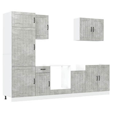 vidaXL 7-tlg. Küchenschrank-Set Lucca Betongrau Holzwerkstoff