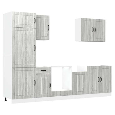 vidaXL 7-tlg. Küchenschrank-Set Lucca Grau Sonoma Holzwerkstoff