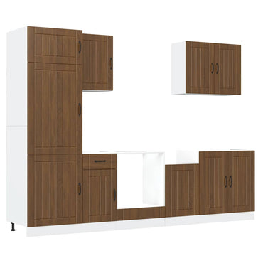 vidaXL Ensemble de 7 éléments de meuble de cuisine Lucca Aspect chêne marron Bois d'ingénierie