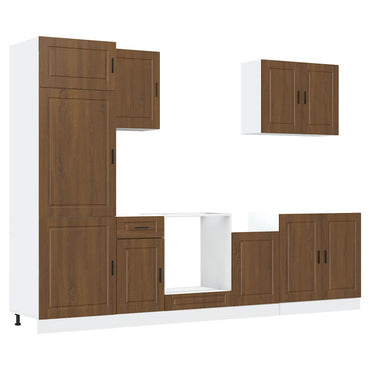 vidaXL 7-tlg. Küchenschrank-Set Porto Braun Eichen-Optik Holzwerkstoff