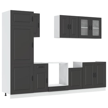 vidaXL 8-tlg. Küchenschrank-Set Kalmar Schwarz Holzwerkstoff